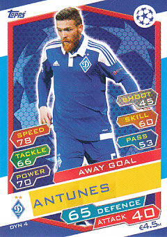 Antunes Dynamo Kyiv 2016/17 Topps Match Attax CL Away Goal #DYN04